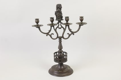 Renaissance Revival Bronze Candelabra with Lion