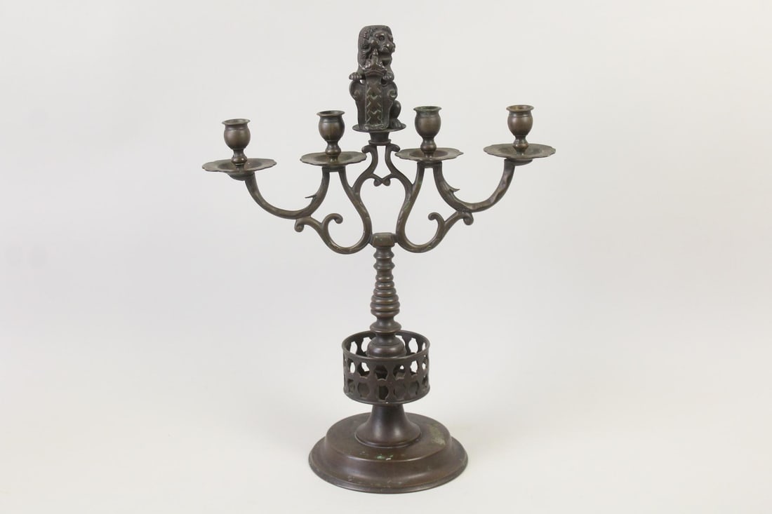 Renaissance Revival Bronze Candelabra with Lion (1 of 10)