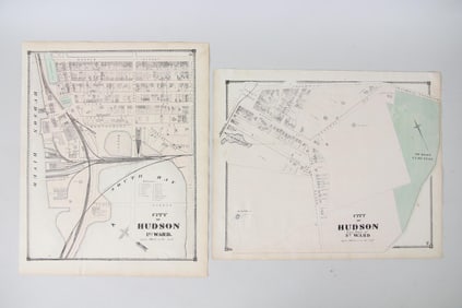 Lot of 2 Hudson, N.Y. Maps, George Beers & Co., 1873