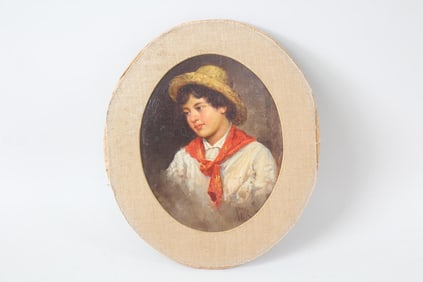 Giuseppe Giardiello Painting of a Boy with a Red Scarf