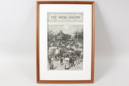 Framed Harper's Weekly 1887 Print Georgia's Cotton Market