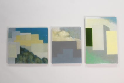 Lot of 3 Clark Murray Expressionist Paintings, Geometric Landscapes