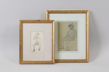 Pair of William Fowler Hopson Portrait Drawings