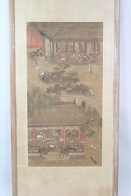 Chinese Scroll Painting Scene, Qiu Ying