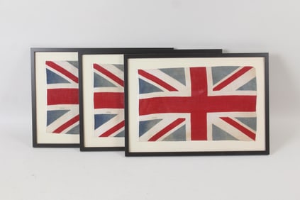 Set of 3 Framed Small British Union Jack Flags