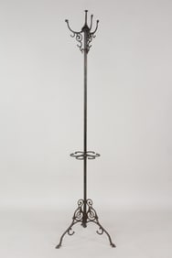 Art Nouveau Cast Iron Coat Rack with Japanned Finish