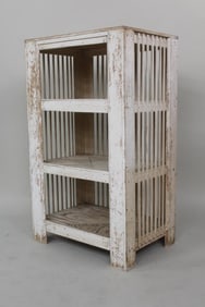 Primitive 3-Tier Slatted Wood Shelf