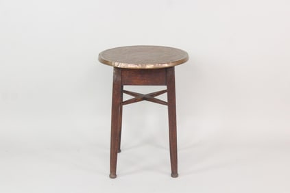 Arts & Crafts Hammered Copper Top Side Table