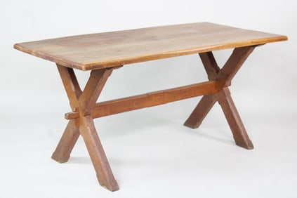 Wooden Sawbuck Trestle Harvest Table