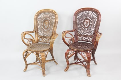 Pair of Swedish Woven Wicker Chairs