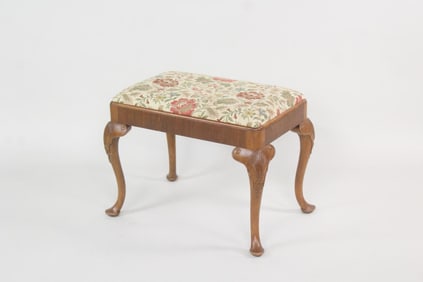 Georgian Carved Wood & Tapestry Foot Stool