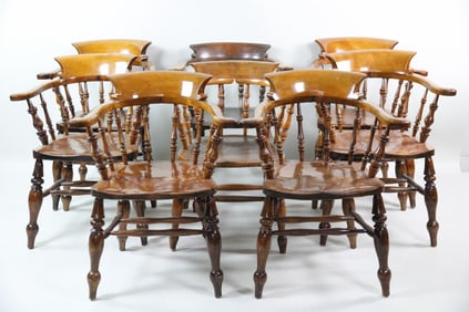 Lot of 8 Captain's Chairs in Various Wood Colors, 2 of 2