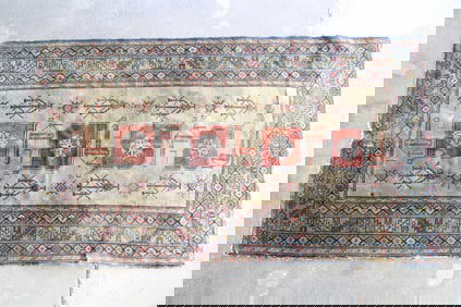 Tribal Turkish Rug, Gold and Red