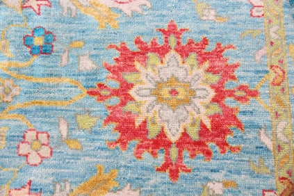 Blue Floral Turkish Oushak Rug, 8.5x12