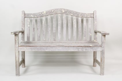 Outdoor Smith & Hawken Teak Garden Patio Bench, Lichens