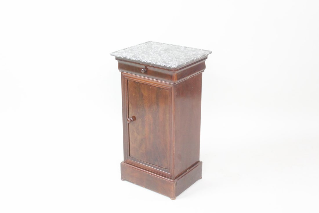 Mahogany Marble Top Bed Side Table Cabinet (1 of 14)