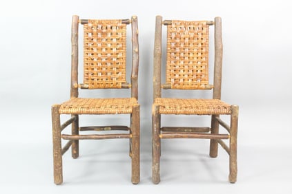 Pair of Old Hickory Dining Chairs, Adirondack Twig