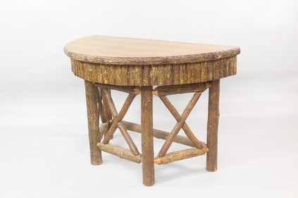 Old Hickory Demi Lune Console Table, Adirondack Twig