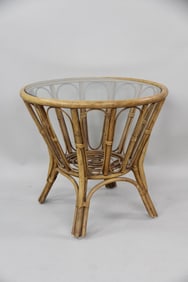 Bamboo & Glass Boho Side Table