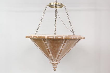 Cerused Wood Italian Faux Bamboo Hanging Light Fixture