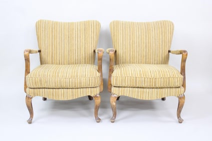 Pair of Swedish Velvet Lounge Chairs
