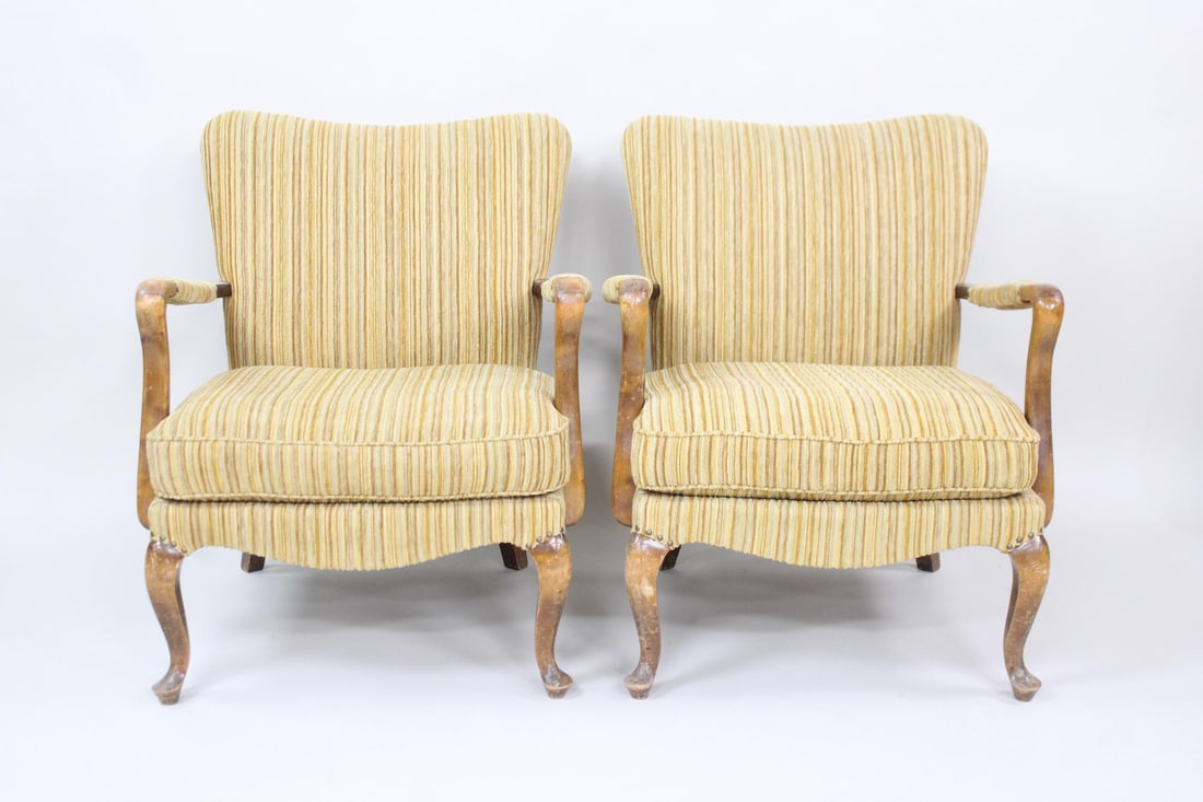 Pair of Swedish Velvet Lounge Chairs (1 of 7)