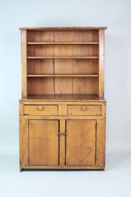 Primitive Pine Cant Back Cupboard Cabinet