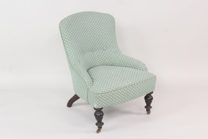 Edwardian Green Upholstered Bedroom Slipper Chair
