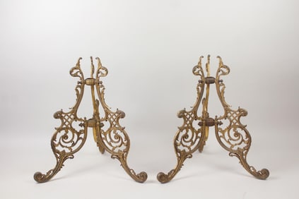 Pair of Ornate Metal Table or Floor Lamp Bases