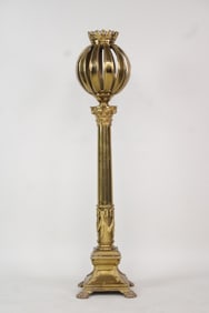 4.5 Ft Tall Neoclassical Brass Floor Candle Holder
