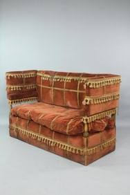 Ornate Red Velvet & Gold Tassel Knole Sofa
