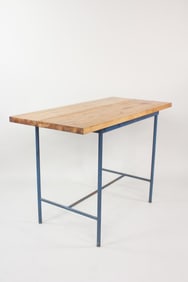 Industrial Work Table with Butcher Block Top