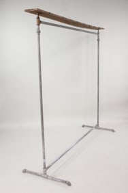 Large Industrial Metal and Wood Coat Rack