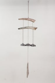 Teak and Metal Decorative Chimes, Asian Minimalism
