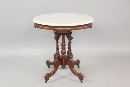 Eastlake Victorian Marble Top Parlor Table