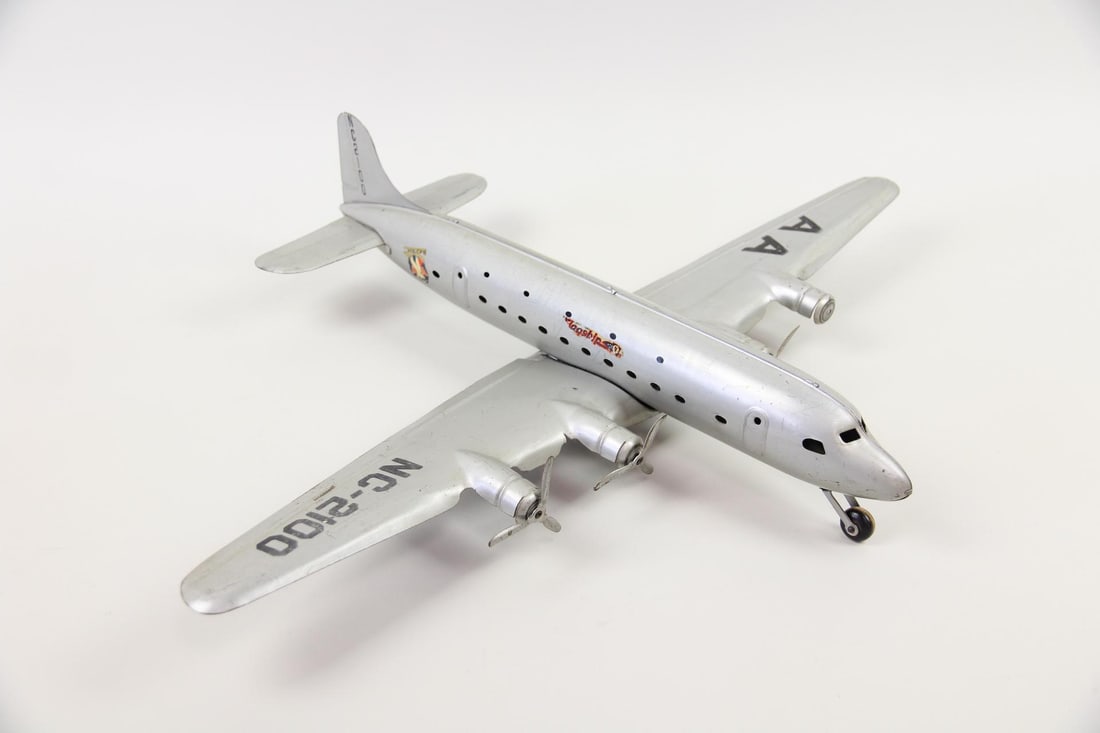 Tin Litho Yonezawa American Airlines Dc 7 Plane