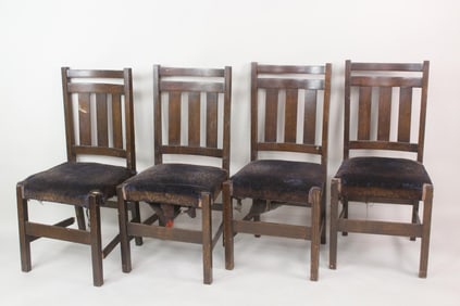 Set of 4 Arts & Crafts Mission Oak Chairs