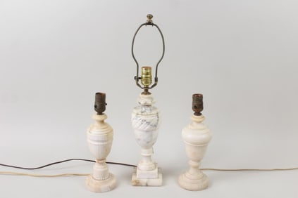 Lot of 3 Neoclassical Alabaster Lamps