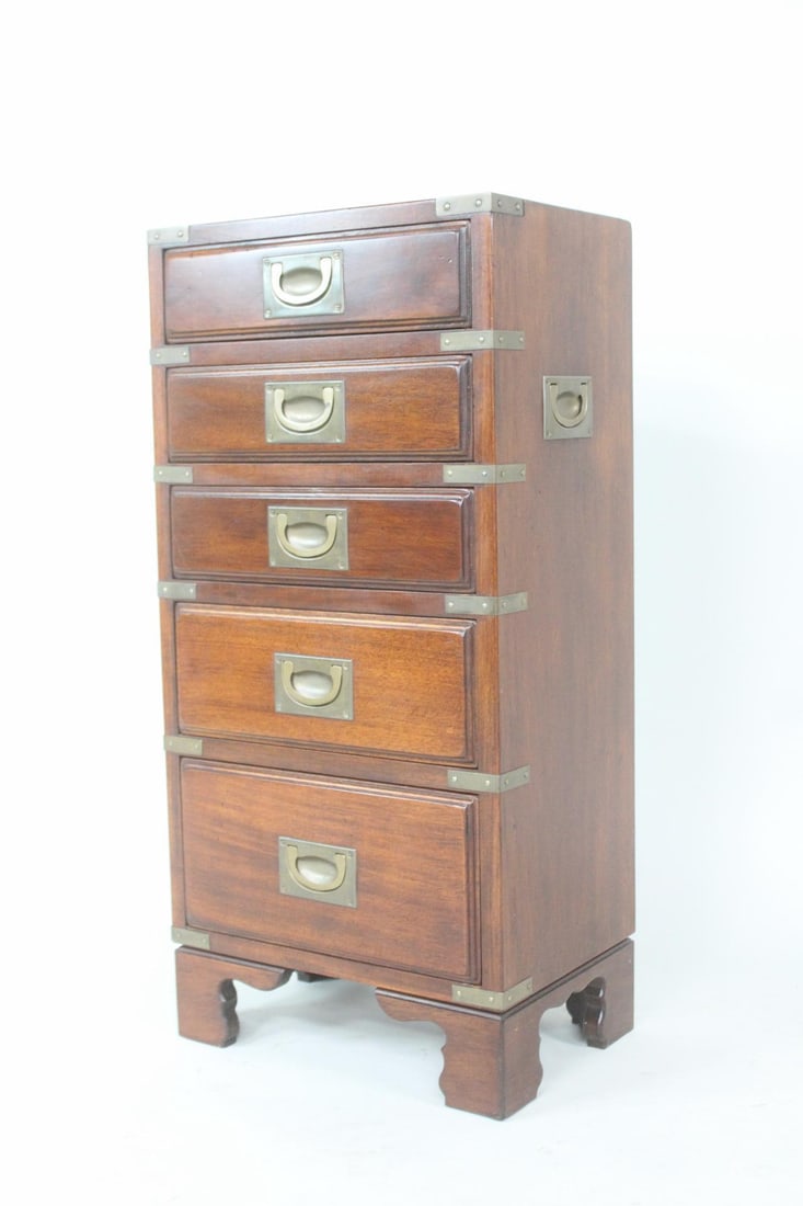 Five Drawer Wood & Brass Campaign Chest (1 of 9)