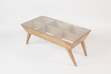 Mid-Century Modern Glass & Wood Coffee Table