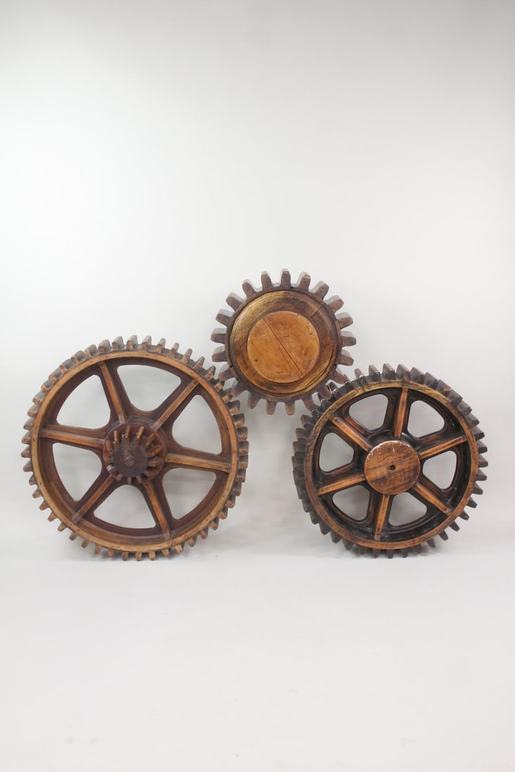 Group of 3 Wooden Gear Cog Foundry Molds, Warm Brown (1 of 9)