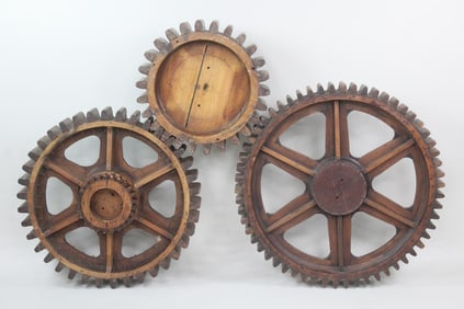 Group of 3 Wooden Gear Cog Foundry Molds