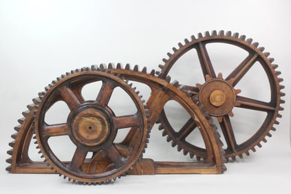 Group of 3 Wooden Gear Foundry Molds, 2 Full & 1 Half Size