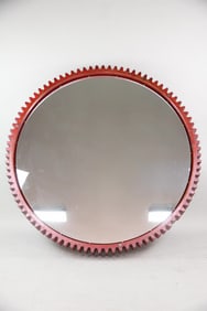 Huge Painted Wooden Gear Cog Foundry Mold Mirror