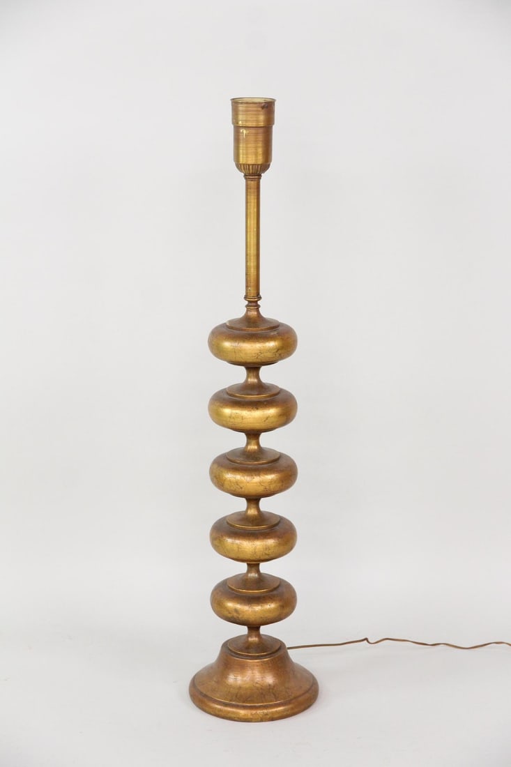 Mid-Century Modern Gold Wood Lamp (1 of 8)