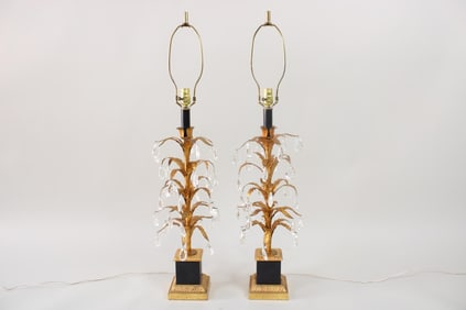 Pair of Italian Hollywood Regency Gilt Tole Lamps