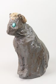 Folk Art Naive Papier Mache Cat Sculpture