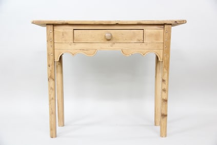 Scrubbed Pine Small Console Table with Drawer