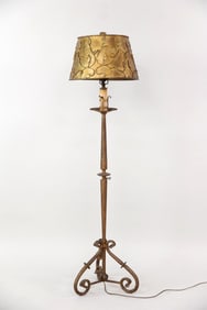 Art Nouveau Gilt Iron Floor Lamp, Leaves & Vines