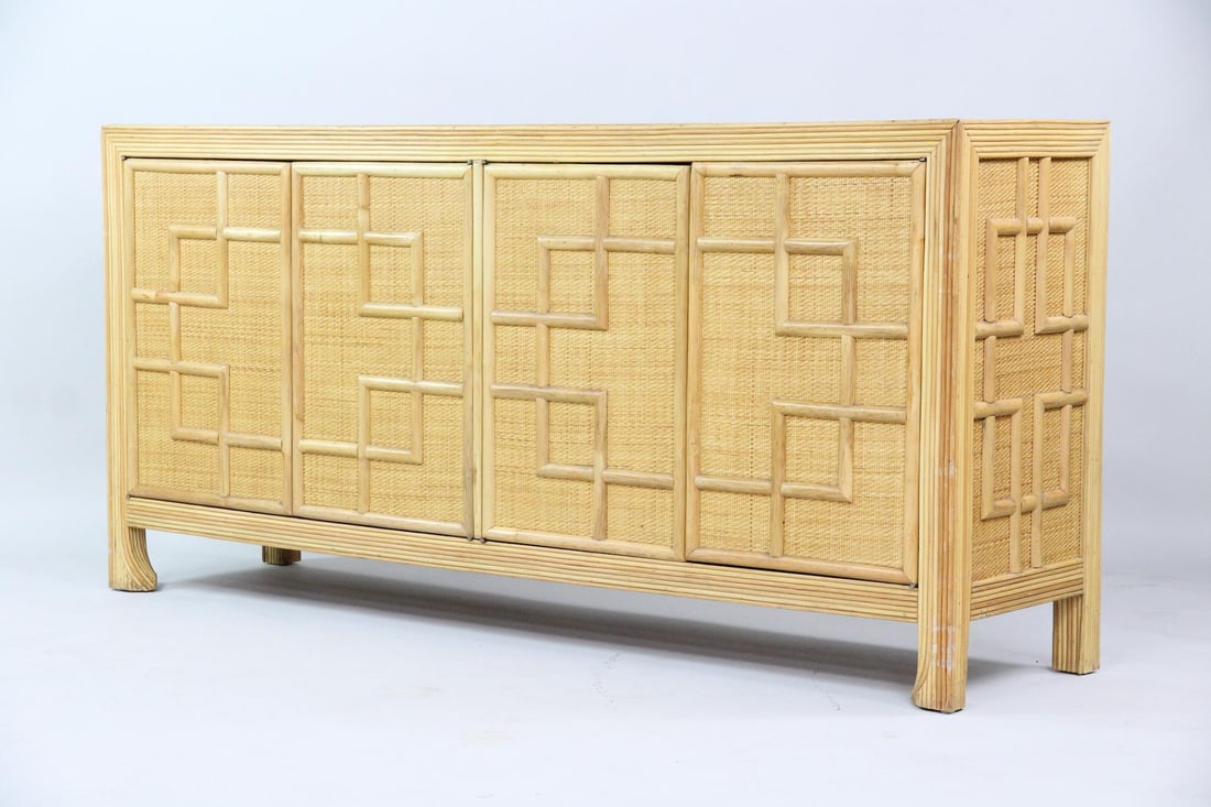 Split Reed Bamboo & Grass Cloth Credenza (1 of 10)